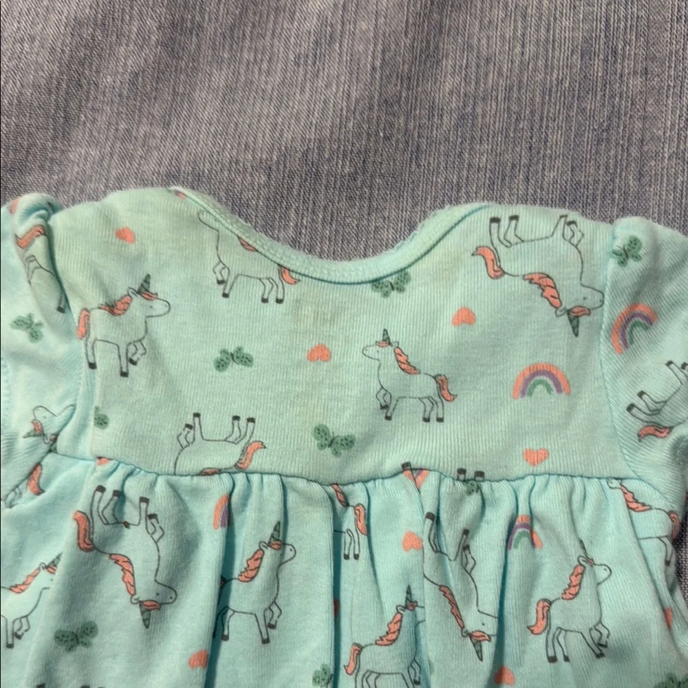 Carter's Aqua Unicorn Baby Romper